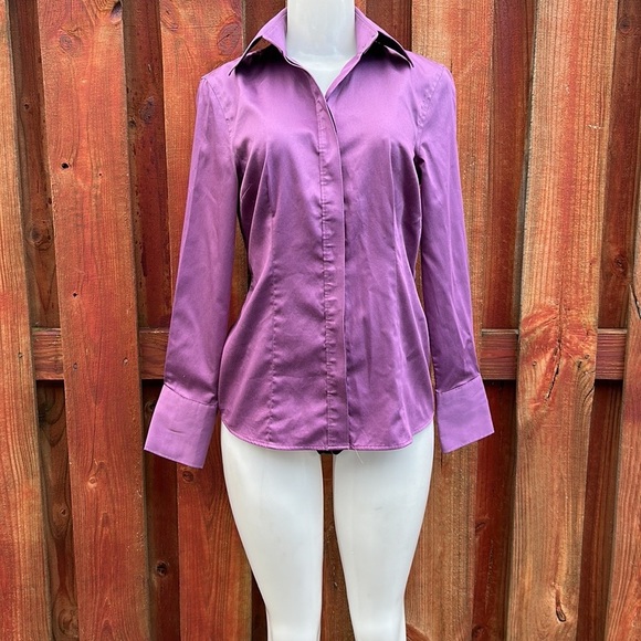 Banana Republic Elegant Purple Women's Button Down Shirt Size 6 Stretch - Picture 2 of 12
